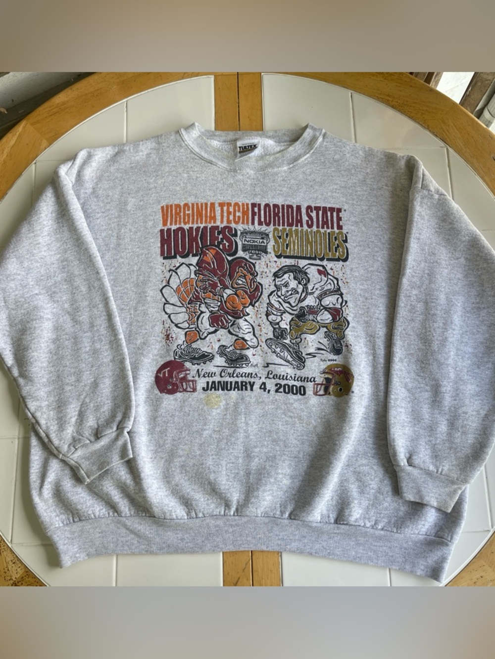 Vintage Virginia Tech Hokies Florida State Seminoles Sweater XXL Sugar Bowl 2000